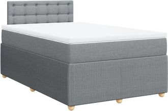 vidaXL Cama Box Spring Con Colch&oacute;n Tela Gris Claro 120x190 Cm Vidaxl