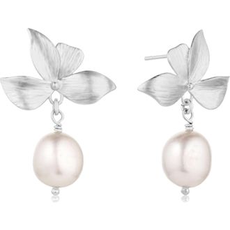Set & Stones Maeve Pearl Drop Earrings in Silver /White at Nordstrom