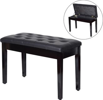 HOMCOM Homcom - Taburete De Piano Banco De Teclado Con Espacio De Almacenamiento Bajo Del Asiento De Cuero Sint&eacute;tico 75x35x50 Cm
