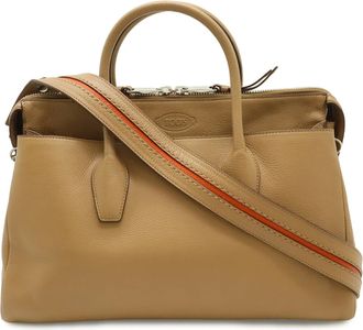 Tod's Beige Leather Handbag Shoulder Bag Tote Bag (Pre-Owned)