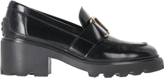 Tod's Tods Buckled Platform Loafers in Black Calf Leather