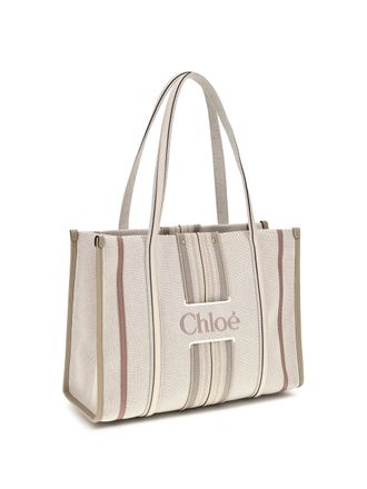 Chlo&eacute; Womens Woody Loop Canvas Tote Bag Nude Cotton; Viscose Shoulder