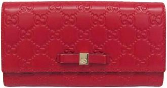 Gucci Pre-owned Wallets, female, Red, Size: ONE SIZE Pre-owned Guccissima Long wallet (bi-fold)