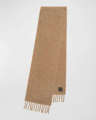 Toteme Teddy Wool Scarf With Leather Logo Patch