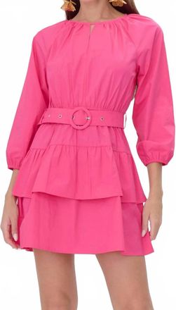 Adelyn Rae Trina Poplin Mini Dress In Fuchsia