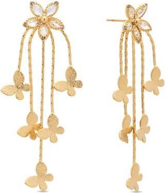 Eye Candy Los Angeles Soraya Flutter Fringe Drop Earrings in Gold at Nordstrom Rack