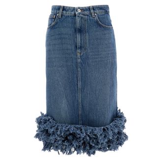 Paco Rabanne Gonna Midi in Denim Lavato con Frange - - Skirts - Donna - Blu - XS
