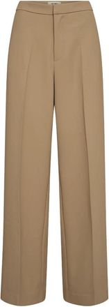 Mos Mosh Klassieke High-Rise Tannin Broek - Dames - Wijde Broeken - Bruin - XS - Polyester - Broeken