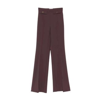 Elisabetta Franchi Wide Trousers, female, Red, Size: L Pantalone Merlot EA4