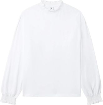 Random Identities White Bra Logo T-shirt met Lange Mouwen - Dames - Blouses - Wit - S - Katoen - Overhemden