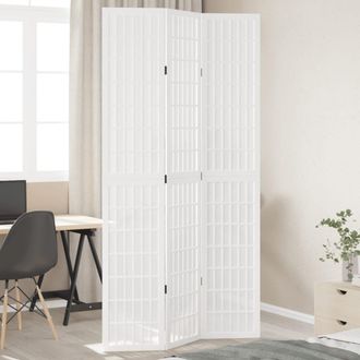 Berkfield Home Room Divider 3 Panels White Solid Wood Paulownia