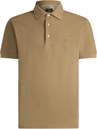 Etro Beige polo shirt met bloemenprint - Heren - Polos - Bruin - S - Katoen - Tops