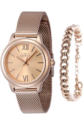 Invicta Angel 48251 Dames Horloge - Quartz Uurwerk - Roestvrij Staal met rosegouden Wijzerplaat - 30mm