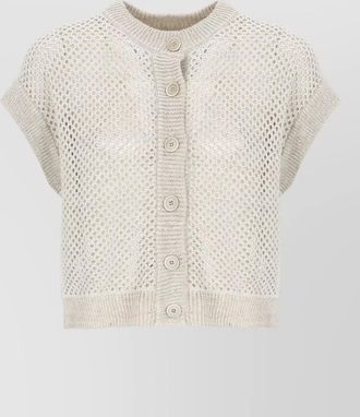 PESERICO linen blend sleeveless knit sequin vest