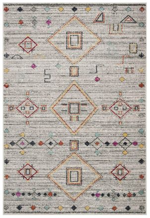 Safavieh Alfombra boho marroqu&iacute; tribal de polipropileno gris/rojo, 122 x 183 cm