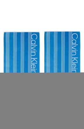 Calvin Klein Logo Pinstripe 2-Piece Beach Towel Set in Medium/dark Blue at Nordstrom