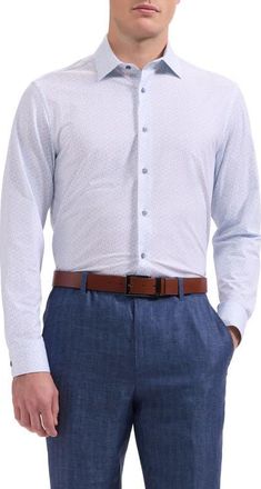 Bugatchi James OoohCotton Geo Print Button-Up Shirt in Air Blue at Nordstrom, Size Xxx-Large