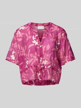 Jake*s Bluse mit Knotendetail in Fuchsia Melange, Gr&ouml;&szlig;e 44