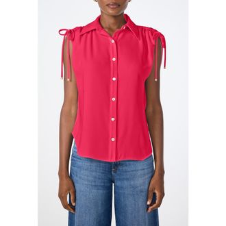 Trina Turk Saint Tropez Button Up Top in Cannes Coral at Nordstrom, Size X-Large