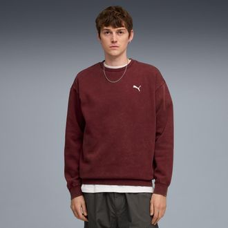 Puma Langarmshirt PUMA ESS ELEVATED RELAXED WASH CREW FL, Herren, Gr. XXL, rot (ruby shimmer), Fleece, Obermaterial: 66% Baumwolle, 34% Polyester, bedruckt