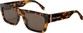 Palm Angels Pixley rechthoekige zonnebril voor heren (Havana Bruin)