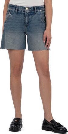 Kut from the Kloth Hailey Raw Hem Mid Rise Denim Bermuda Shorts in Intensity at Nordstrom, Size 14