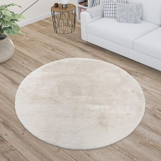 Paco Home Paco Home - Alfombra Salon Pelo Largo Se Puede Lavar En La Lavadora Suave Felpa Crema &Oslash; 200 Cm Redondo