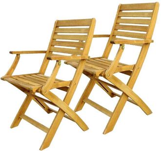 Far Far - Coppia Sedie Sedia Legno Acacia Giardino Esterno Con Braccioli Cm 52x53x85h 384