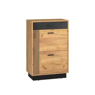Petits Meubles Mueble zapatero 2 puertas 1 caj&oacute;n estratificado marr&oacute;n