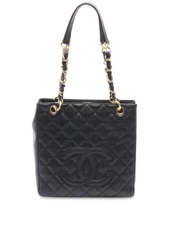 Chanel 2002-2003 CC Caviar Quilted Petit Shopping PST tote bag - Zwart