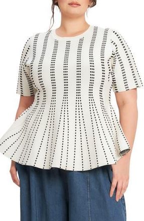 Flying Tomato Peplum Sweater Top in White/Black at Nordstrom Rack, Size 2 X