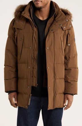 Andrew Marc Gattaca Faux Fur Trim Parka in Cappuccino at Nordstrom Rack, Size Large