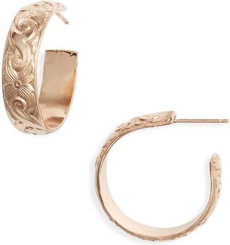 Nashelle Thick Flora Hoop Earrings in Gold Fill at Nordstrom