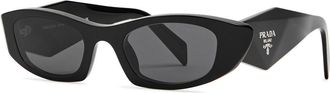 Prada Narrow Oval-frame Sunglasses - Black - One Size