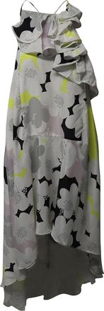 Diane Von F&uuml;rstenberg Diane Von Furstenberg Ruffled Halter Midi Summer Dress in Multicolor Silk