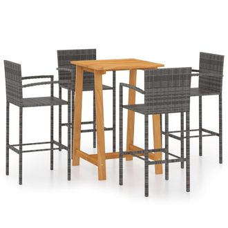 vidaXL Conjunto De Bar Para Jard&iacute;n 5 Piezas Gris Vidaxl