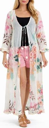 Ranee&rsquo;s Floral Print Cotton Cover-up in White at Nordstrom Rack, Size Medium/large