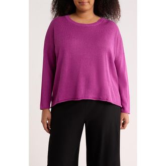 Eileen Fisher Organic Linen & Organic Cotton Sweater in Grape at Nordstrom, Size 1 X