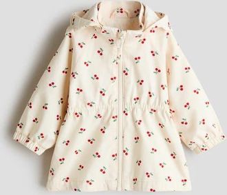 H&M Cotton Twill Parka in Light Beige/cherries at Nordstrom, Size 12M