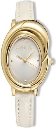 Ettika Sculpted Oval Leather Strap Watch in Bone And Gold at Nordstrom Rack