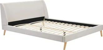 Vente-Unique Cama de estilo escandinavo 160 x 200 cm - Tela - Beige - BENEDICTE