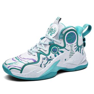 Generic Mens high top Basketball Shoes with Anti Slip, wear-Resistant and Fashionable Sports Boots Walking Shoes(White Moon,4.5 UK)