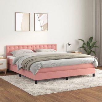 vidaXL Vidaxl - Cama Box Spring Con Colch&oacute;n Terciopelo Rosa 160x200 Cm