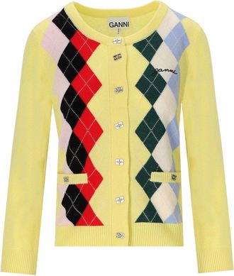Ganni CARDIGAN A ROMBI GIALLO GANNI