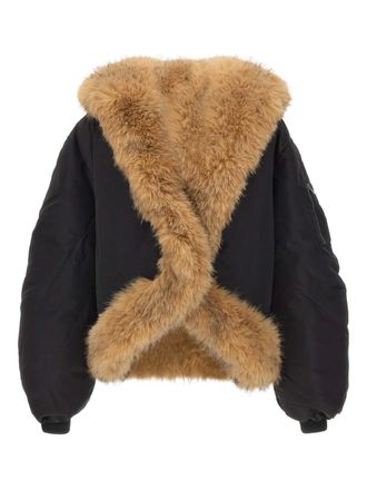 Rotate faux fur bomber jacket - women - Polyester - 34 - Black