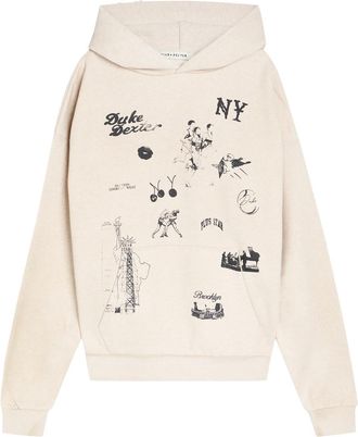 Duke and Dexter Sketch Printed Cotton Sweatshirt - Off White - XL