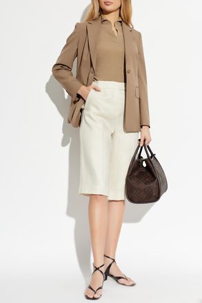 Max Mara Linen Shorts Kaki, Womens, Grey