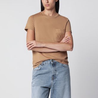 Max Mara T-shirt color cammello in jersey di cotone