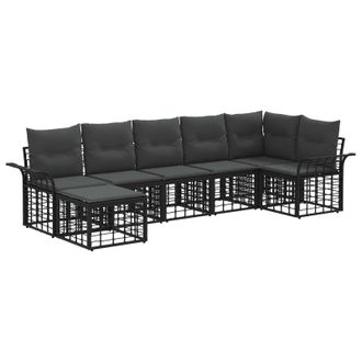 vidaXL Conjunto De Sof&aacute;s De Exterior 7 Pcs Negro Y Gris Oscuro Vidaxl