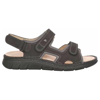Finn Comfort Wanaka Soft Nubuck Unisex Hook and loop Sandals - Black Street - Size:UK 5.5